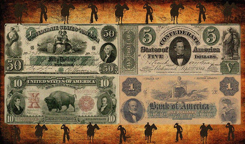 Зображення підкреслює зростання світової популярності долара США, зокрема завдяки Бреттон-Вудській угоді.